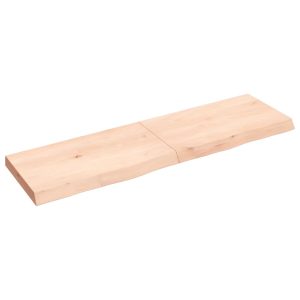 Poliță de perete, 140x40x(2-6)cm, lemn masiv de stejar netratat