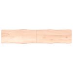 Blat masă 200x40x(2-6) cm lemn stejar netratat contur organic