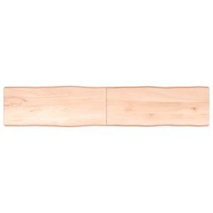Blat masă 200x40x(2-6) cm lemn stejar netratat contur organic