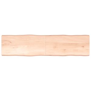 Blat masă 200x50x(2-6) cm lemn stejar netratat contur organic