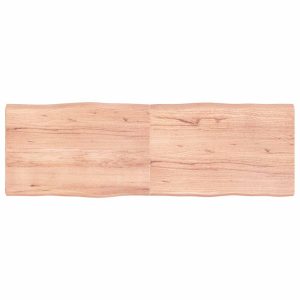 Blat masă, 180x60x(2-6) cm, maro, lemn tratat contur organic