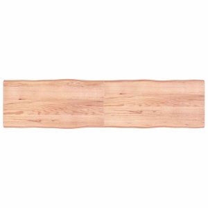 Blat masă, 200x50x(2-6) cm, maro, lemn tratat contur organic