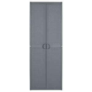Dulap de depozitare pentru grădină, gri, 65x45x172 cm, PP ratan