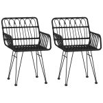 Set mobilier de grădină, 3 piese, negru, poliratan