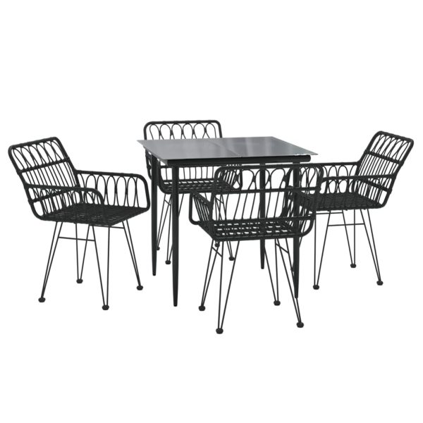 Set mobilier de grădină, 5 piese, negru, poliratan