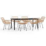 Set mobilier de grădină, 7 piese, poliratan