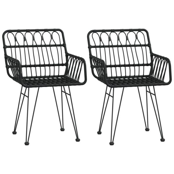 Set mobilier de grădină, 3 piese, negru, poliratan