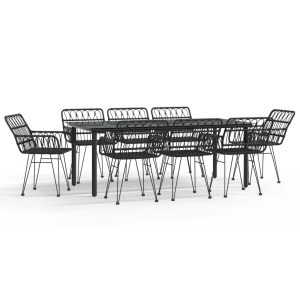 Set mobilier de grădină, 9 piese, poliratan