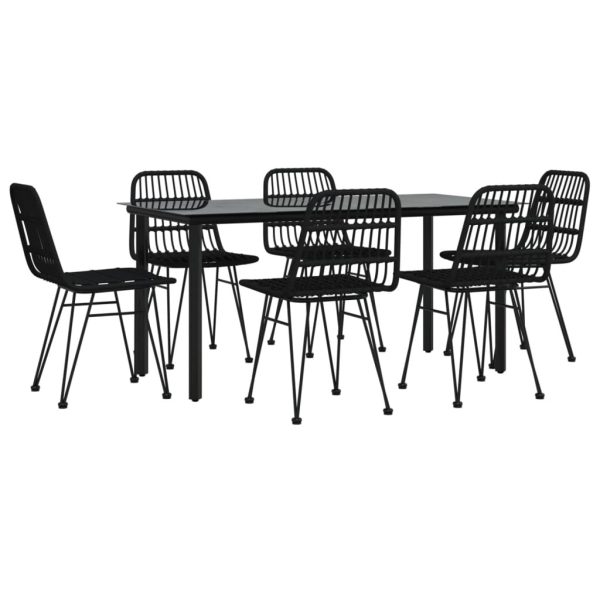 Set mobilier de grădină, 7 piese, negru, poliratan
