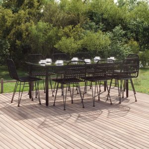 Set mobilier de grădină, 9 piese, poliratan