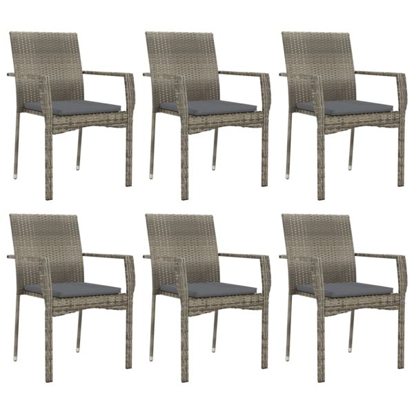 Set mobilier de grădină cu perne, 7 piese, gri, poliratan