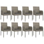 Set mobilier grădină cu perne, 9 piese, gri, poliratan
