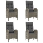 Set mobilier de grădină cu perne, 5 piese, gri, poliratan