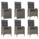 Set mobilier de grădină cu perne, 7 piese, gri, poliratan