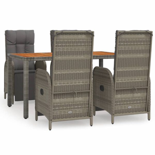 Set mobilier de grădină cu perne, 5 piese, gri, poliratan