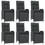 Set mobilier de grădină cu perne, 7 piese, negru, poliratan