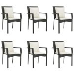 Set mobilier de grădină cu perne, 7 piese, negru, poliratan
