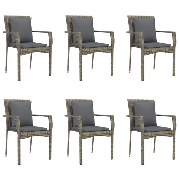 Set mobilier de grădină cu perne, 7 piese, negru/gri, poliratan