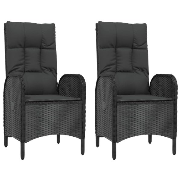 Set mobilier de grădină cu perne, 5 piese, negru, poliratan