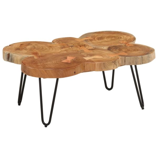 Măsuță de cafea, 36 cm, 6 trunchiuri, lemn masiv de acacia