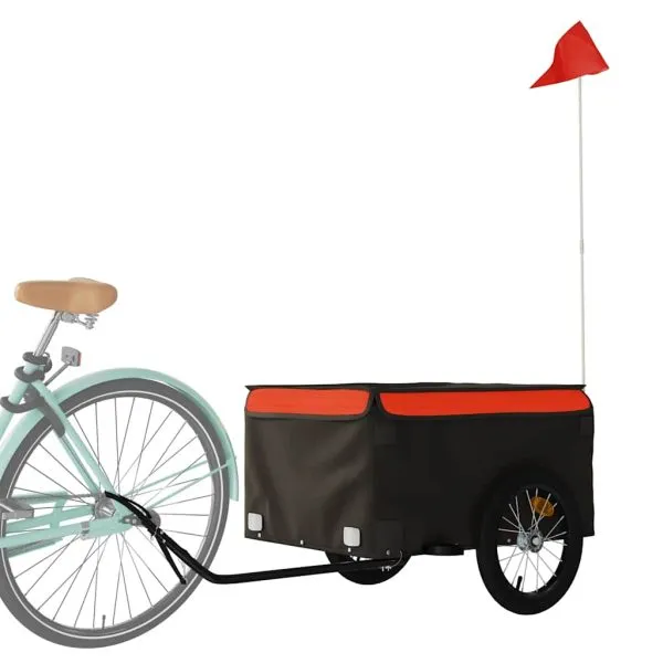 Remorcă pentru biciclete, negru și portocaliu, 45 kg, fier