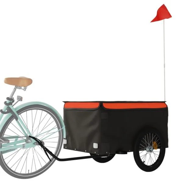 Remorcă pentru biciclete, negru și portocaliu, 45 kg, fier