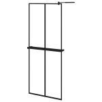 Paravan duș walk-in cu raft negru 80×195 cm sticlă ESG/aluminiu