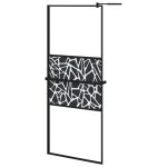 Paravan duș walk-in cu raft negru 80×195 cm sticlă ESG/aluminiu