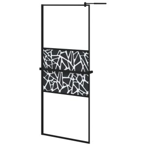 Paravan duș walk-in cu raft negru 80×195 cm sticlă ESG/aluminiu