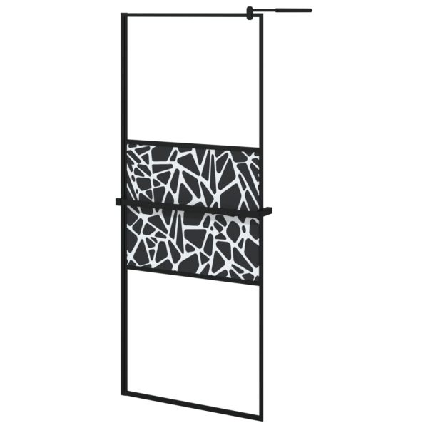 Paravan duș walk-in cu raft negru 80×195 cm sticlă ESG/aluminiu