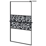 Paravan duș walk-in cu raft negru 115x195cm sticlă ESG/aluminiu