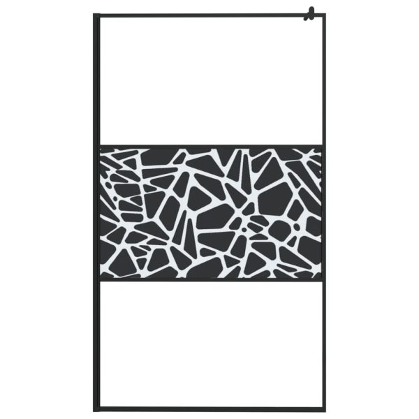 Paravan duș walk-in cu raft negru 115x195cm sticlă ESG/aluminiu
