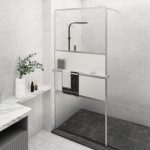 Paravan duș walk-in cu raft crom 80×195 cm sticlă ESG/aluminiu