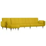 Canapea extensibilă în formă de L galben 275x140x70 cm catifea