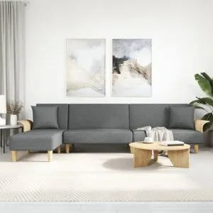 Canapea extensibilă în formă de L gri 279x140x70 cm textil