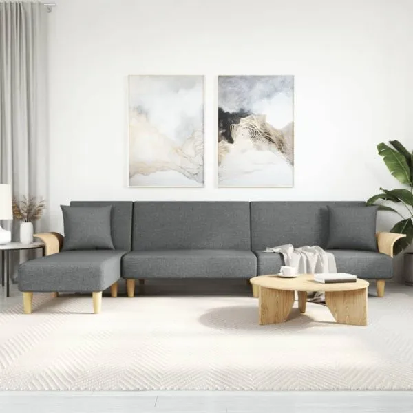 Canapea extensibilă în formă de L gri 279x140x70 cm textil