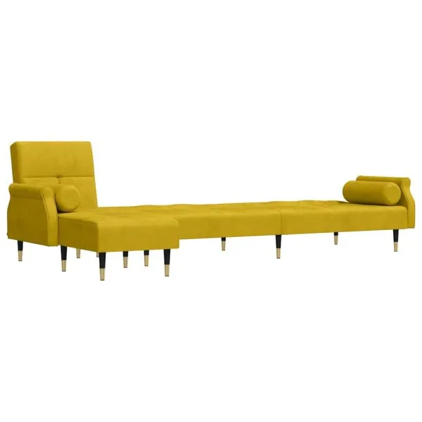 Canapea extensibilă în formă de L galben 271x140x70 cm catifea