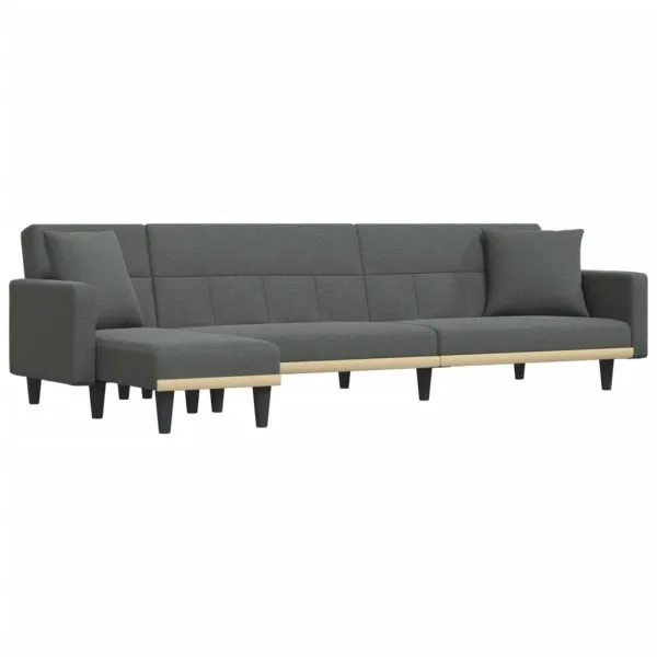 Canapea extensibilă în formă de L gri 275x140x70 cm textil