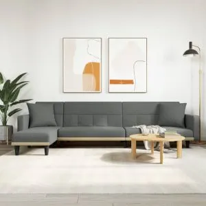 Canapea extensibilă în formă de L gri 275x140x70 cm textil