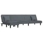 Canapea extensibilă în formă de L gri 255x140x70 cm catifea