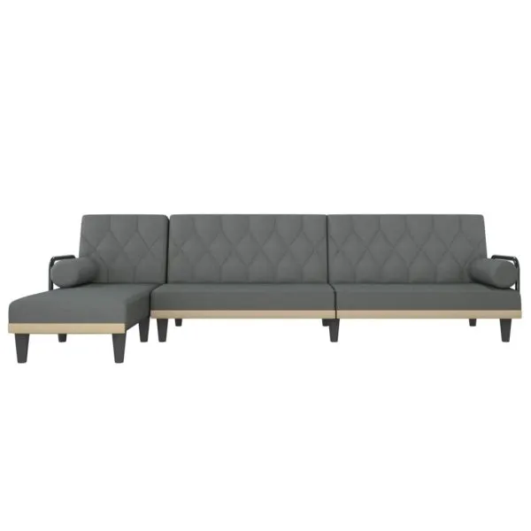 Canapea extensibilă în formă de L gri închis 260x140x70 cm