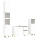 Set mobilier de baie, 3 piese, alb, lemn compozit
