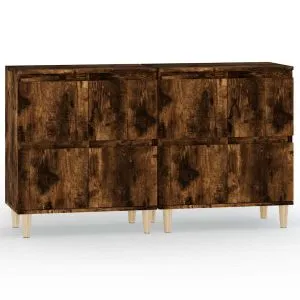 Dulapuri, 2 buc, stejar afumat, 60x30x75 cm, lemn prelucrat