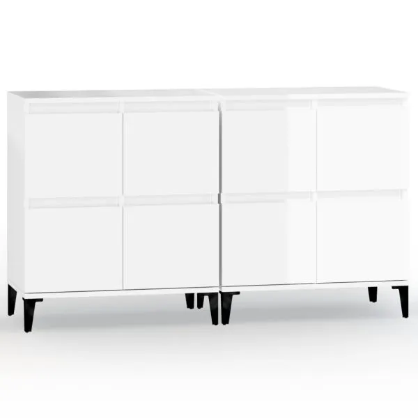 Dulapuri, 2 buc, alb extralucios, 60x35x70 cm, lemn prelucrat