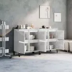 Dulapuri, 2 buc, alb extralucios, 60x35x70 cm, lemn prelucrat