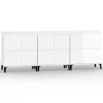 Dulapuri, 3 buc, alb extralucios, 60x35x70 cm, lemn prelucrat