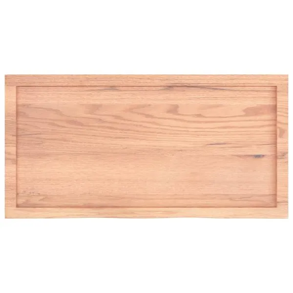 Blat de baie, maro deschis, 100x50x(2-6) cm, lemn masiv tratat