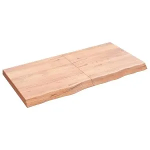 Blat de baie, maro deschis, 120x60x(2-6) cm, lemn masiv tratat