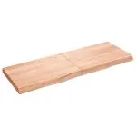 Blat de baie, maro deschis, 140x50x(2-6) cm, lemn masiv tratat