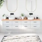 Blat de baie, maro deschis, 220x30x(2-6) cm, lemn masiv tratat